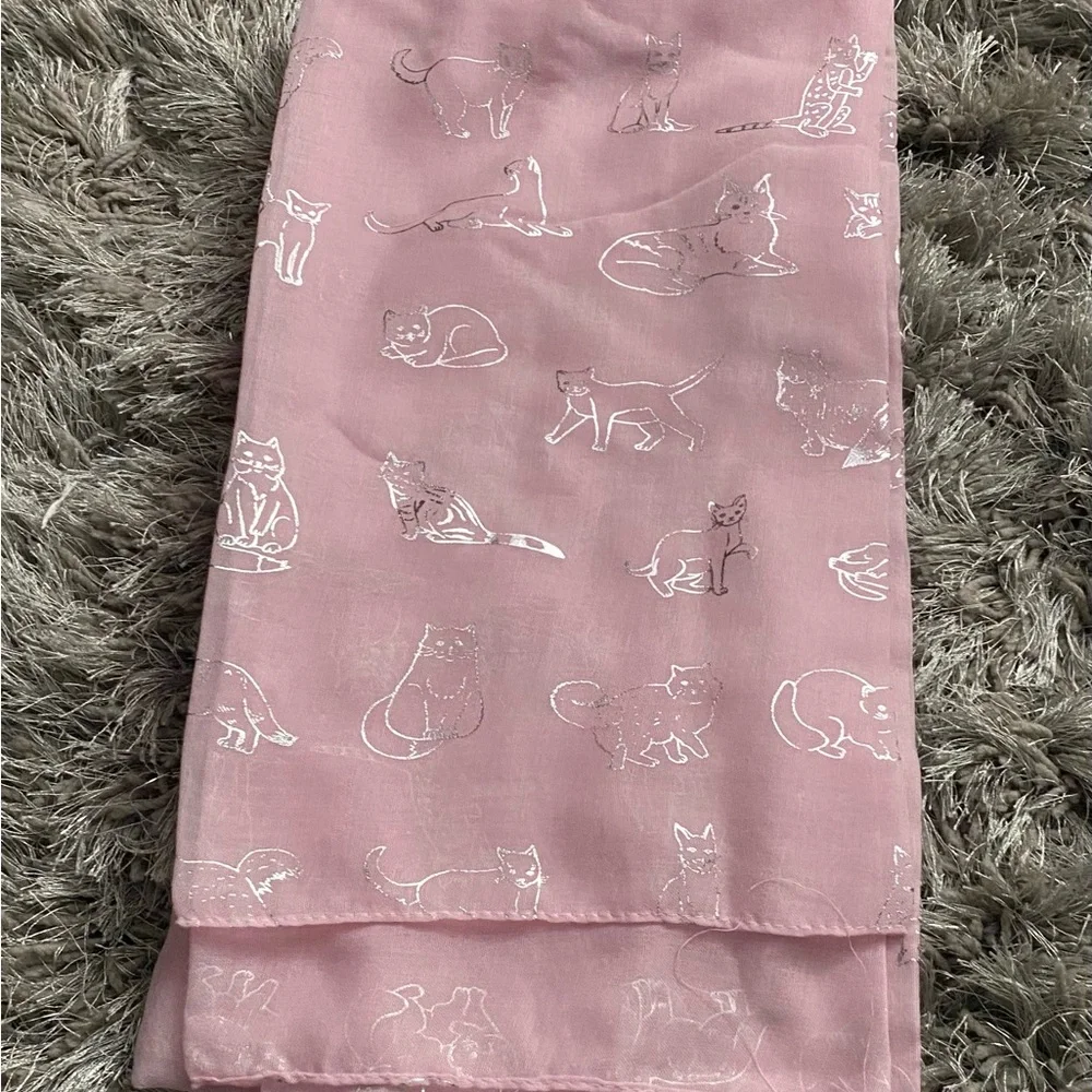 Pink Cat -Kitten Print Oblong Scarf